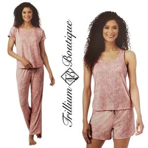 Lucky Brand Women's 4-Piece Pajama Set Pink Floral Paisley NWT